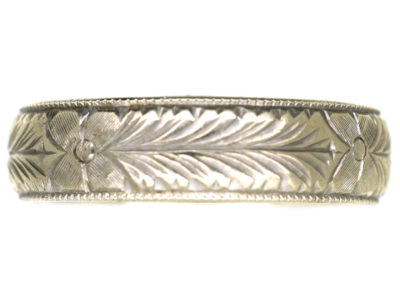 9ct White Gold Engraved Wedding Band