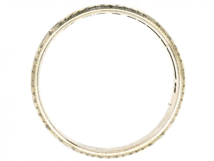 9ct White Gold Engraved Wedding Band