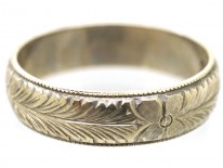 9ct White Gold Engraved Wedding Band