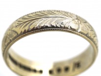 9ct White Gold Engraved Wedding Band