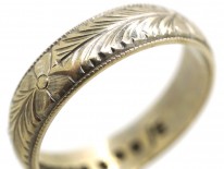 9ct White Gold Engraved Wedding Band