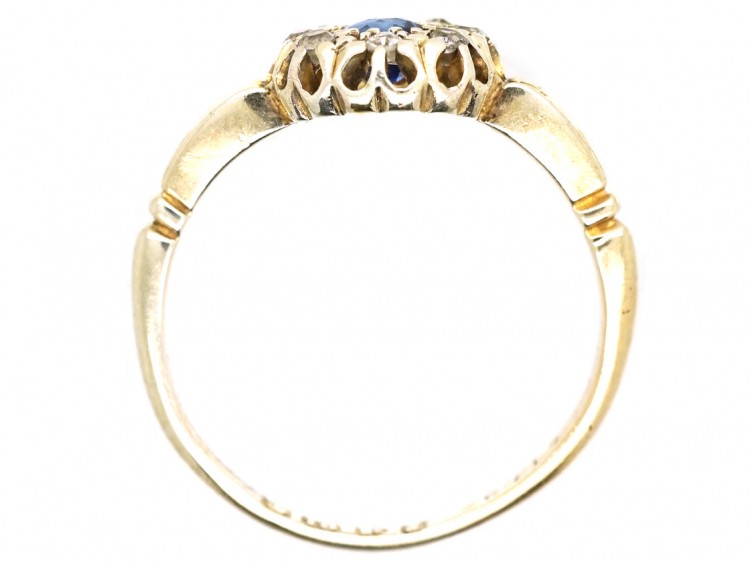 Edwardian 18ct Gold Sapphire & Diamond Cluster Ring