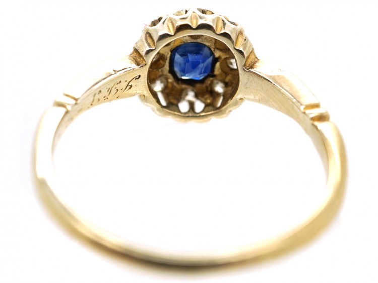 Edwardian 18ct Gold Sapphire & Diamond Cluster Ring