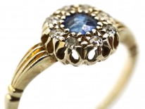 Edwardian 18ct Gold Sapphire & Diamond Cluster Ring