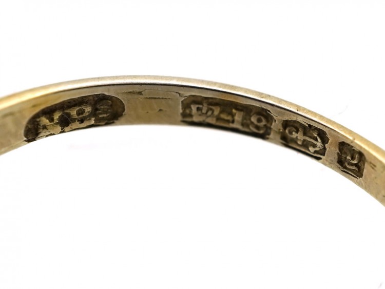 Victorian 18ct Gold Five Stone Ruby Carved Half Hoop Ring