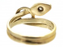 Edwardian 14ct Gold Snake Ring Set With a Diamond