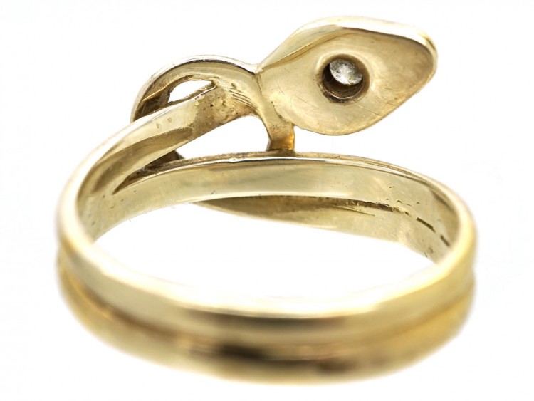 Edwardian 14ct Gold Snake Ring Set With a Diamond