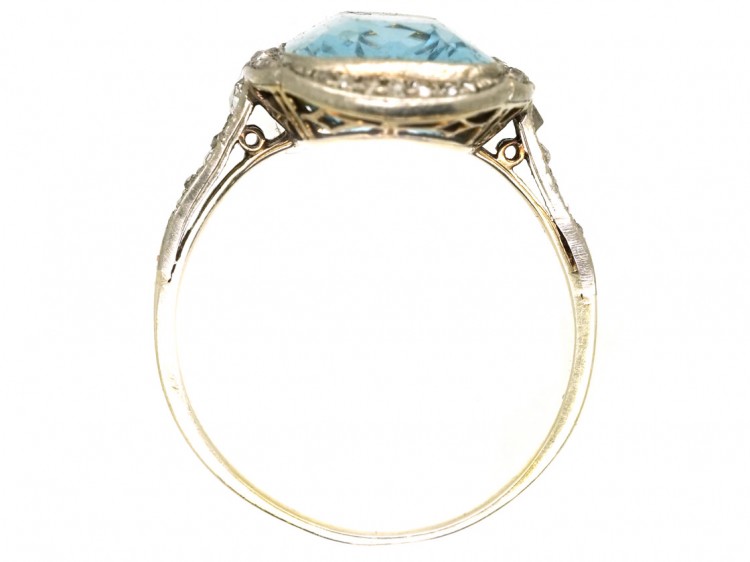 Edwardian 18ct Gold & Platinum, Aquamarine & Diamond Ring
