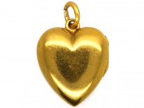 Edwardian 15ct Gold Heart Locket Set With a Diamond