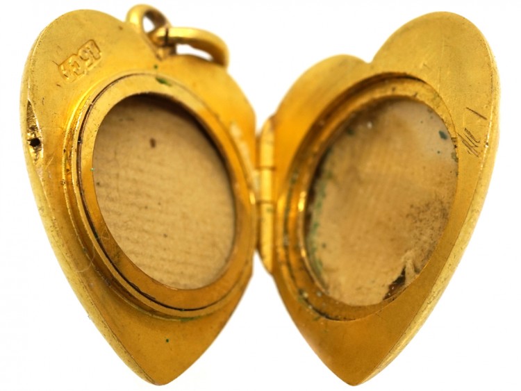 Edwardian 15ct Gold Heart Locket Set With a Diamond