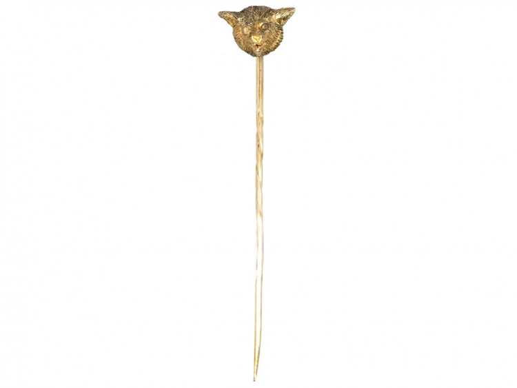 Edwardian 15ct Gold Fox Head Tie Pin