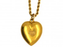Edwardian 15ct Gold & Rose Diamond Heart Pendant on a 15ct Gold Chain