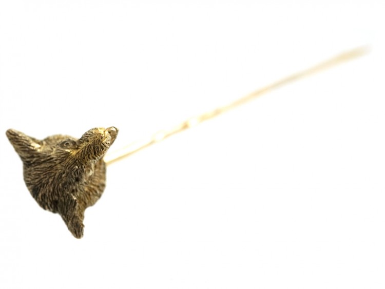 Edwardian 15ct Gold Fox Head Tie Pin