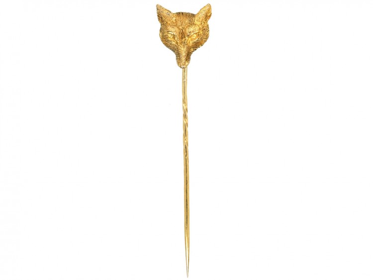 Edwardian15ct Gold Fox Tie Pin