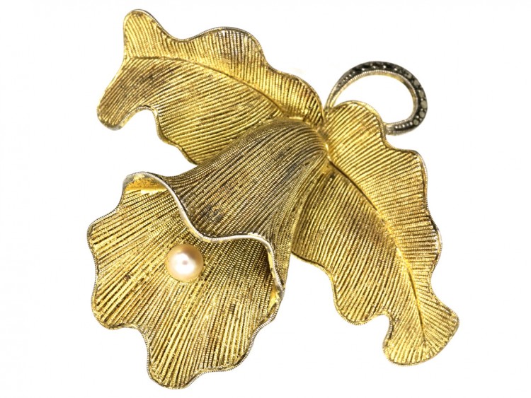 Theodor Fahrner Silver & Marcasite Orchid Brooch