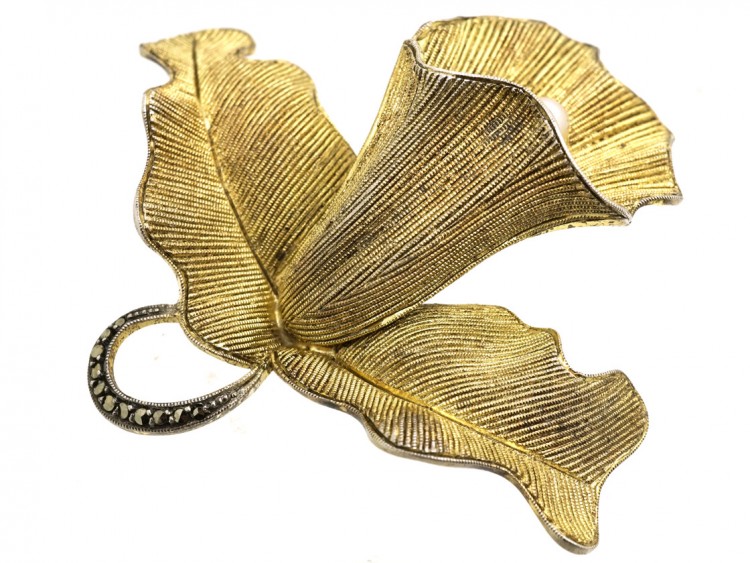 Theodor Fahrner Silver & Marcasite Orchid Brooch