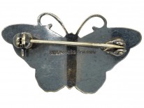 Silver, Red & Black Enamel Butterfly Brooch