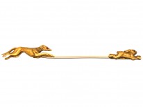 Edwardian 15ct Gold Lurcher & Hare Coursing Brooch