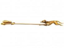 Edwardian 15ct Gold Lurcher & Hare Coursing Brooch