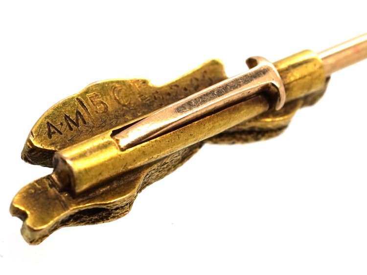 Edwardian 15ct Gold Lurcher & Hare Coursing Brooch