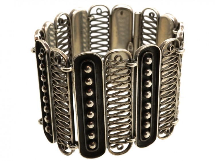 Art Deco Wide Silver Bracelet