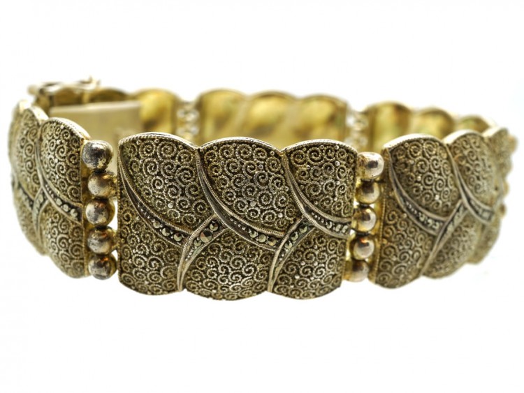 Art Deco Silver & Marcasite Bracelet by Theodor Fahrner