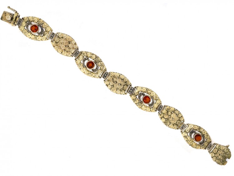 Art Deco Silver, Marcasite & Citrine Bracelet By Theodor Fahrner