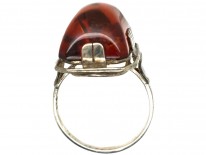 Art Deco Silver & Amber Ring