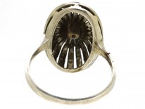 Art Deco Silver, Marcasite & Coral Oval Ring