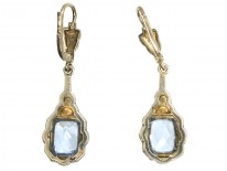 Art Deco Silver & Blue Paste Drop Earrings