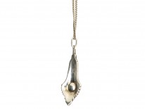 Art Deco Silver, Marcasite & Coral Pendant On Chain