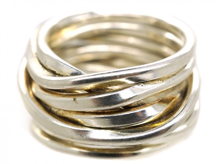 Silver Wide Coiled Ring