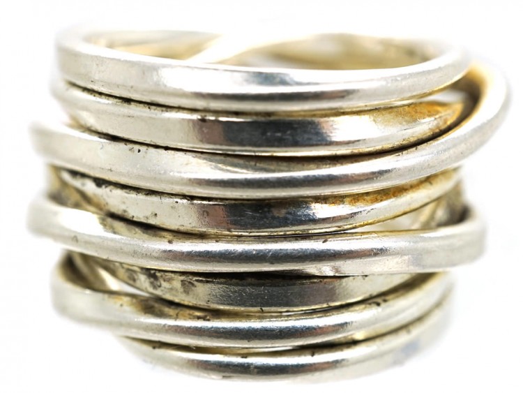 Silver Wide Coiled Ring