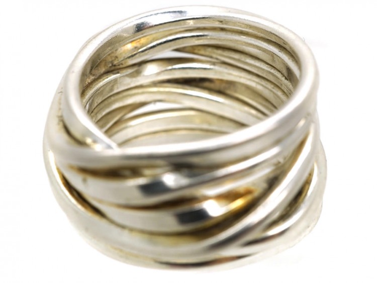Silver Wide Coiled Ring
