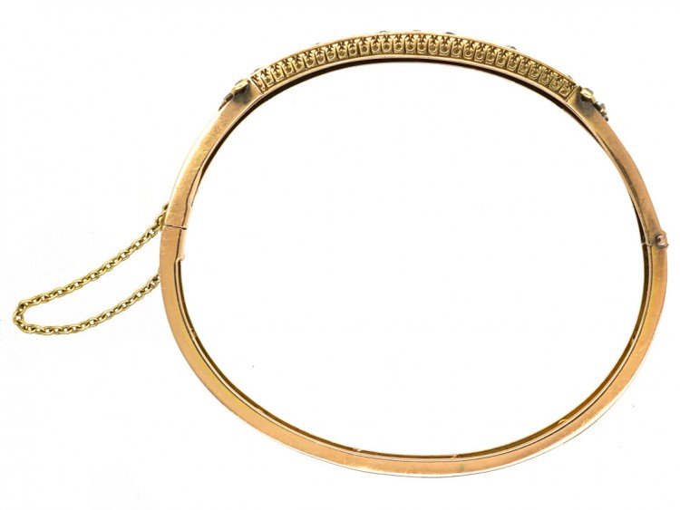 Edwardian 15ct Gold Bangle Set With Diamonds