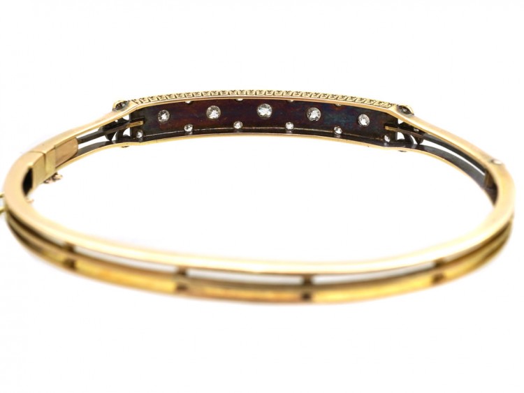 Edwardian 15ct Gold Bangle Set With Diamonds