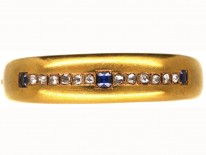 Edwardian 18ct Gold Wide Bangle Set With Sapphires & Diamonds