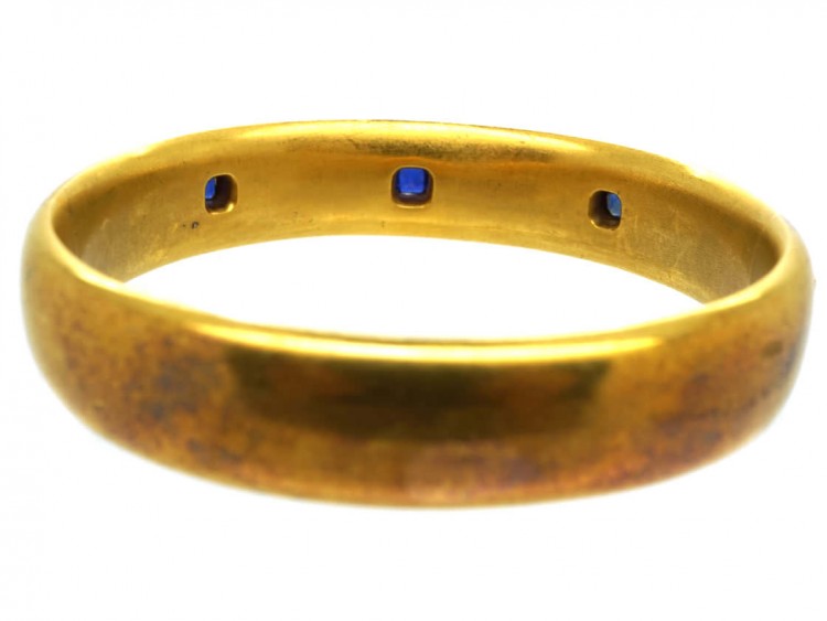Edwardian 18ct Gold Wide Bangle Set With Sapphires & Diamonds