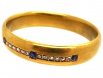 Edwardian 18ct Gold Wide Bangle Set With Sapphires & Diamonds