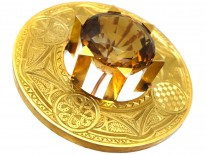 Victorian Scottish 18ct Gold Target Brooch Set With a Citrine