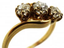 Edwardian 18ct Gold Three Stone Diamond Crossover Ring