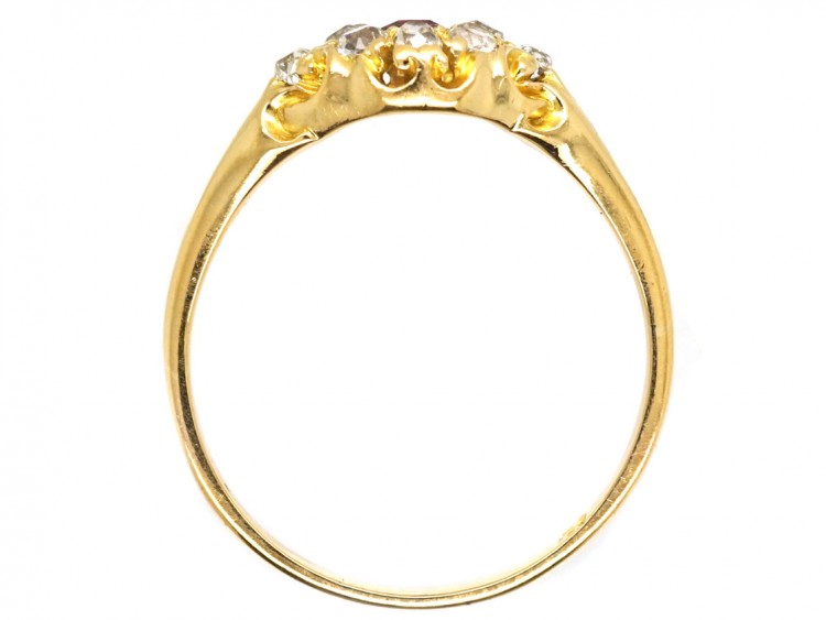Victorian 18ct Gold, Ruby & Diamond Cluster Ring