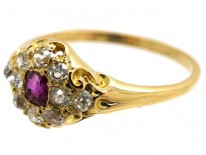 Victorian 18ct Gold, Ruby & Diamond Cluster Ring