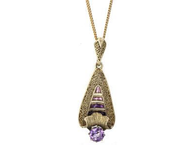 Theodor Fahrner Art Deco Silver & Amethyst Pendant on Chain