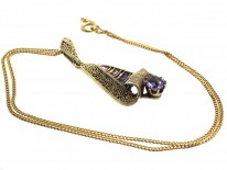 Theodor Fahrner Art Deco Silver & Amethyst Pendant on Chain