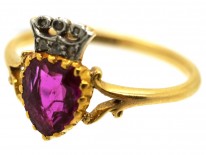 Edwardian 18ct Gold Ruby & Diamond Heart Ring