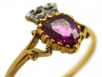 Edwardian 18ct Gold Ruby & Diamond Heart Ring