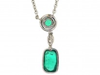 Art Deco Emerald & Diamond Pendant on Chain