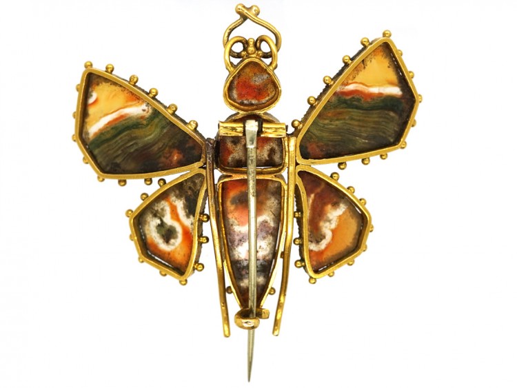 Georgian Gold & Agate Butterfly Brooch