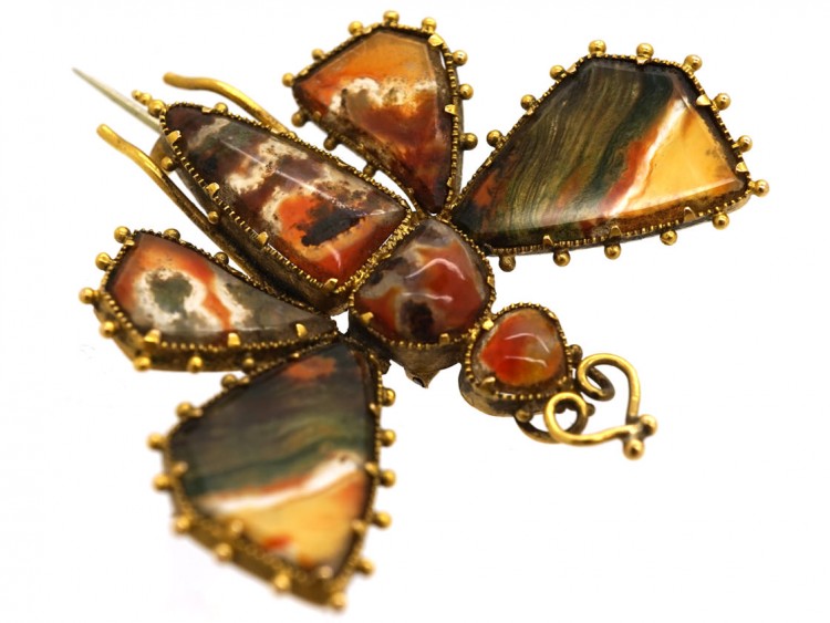 Georgian Gold & Agate Butterfly Brooch